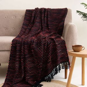 Luxury Black Cotton Throws For Couch | Living Room